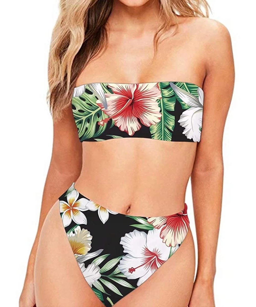 Sets Women's Sexy Bikini Swimsuit Tropical Floral Print Swimwear - Z2 - C518RMUE8U5