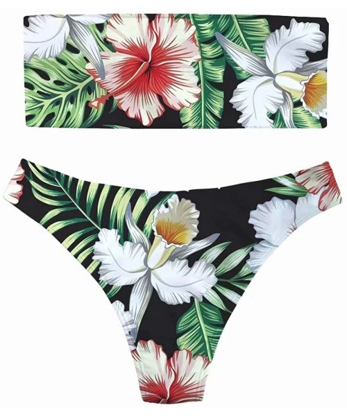 Sets Women's Sexy Bikini Swimsuit Tropical Floral Print Swimwear - Z2 - C518RMUE8U5