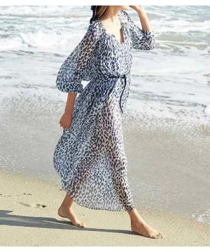 Cover-Ups Women's Sheer Chiffon Caftan Dress Turkish Kaftans Beach Long Cover Ups Swimwear Swimsuit Beachwear - Print K - CC1...