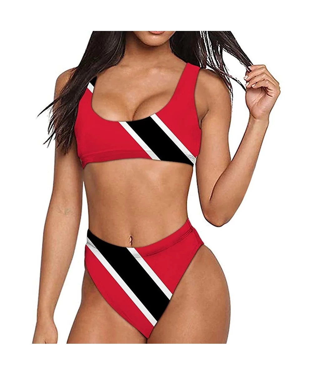 Sets Women's Push Up Two Piece Bikini Swimsuits Swimwear Bathing Suits Trinidad and Tobago Flag - Bra Style - CJ18QZHWDXG