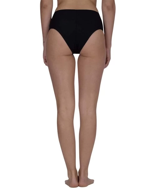 Sets Women's Quick Dry Embroidered High Waisted Bikini Bottom - Black - CY18GDL4770