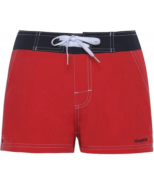 Board Shorts Women Quick Dry Swimwear Trunks Sports Board Shorts with Soft Briefs Inner Lining - Red - CN18TO3RW8X