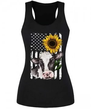 Rash Guards Womens Fashion 2020 Sunflower Print Sleeveless O Neck Loose Shirt Tops Tees for Summer - C - CU190LE9KTQ