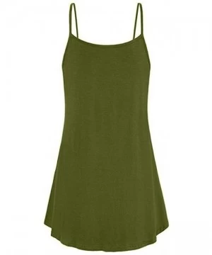 Cover-Ups Women's Summer Tank Dress Casual Sleeveless Knee Length Pleated Sun Dresses Spaghetti Strap Cami Tank - Green B - C...