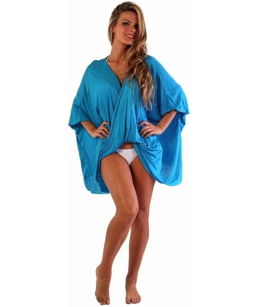 Cover-Ups Draped Poncho - Blue - CG11JYYY1OV