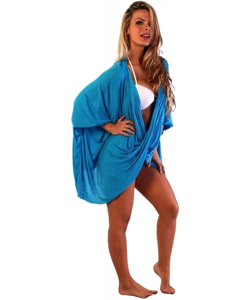 Cover-Ups Draped Poncho - Blue - CG11JYYY1OV