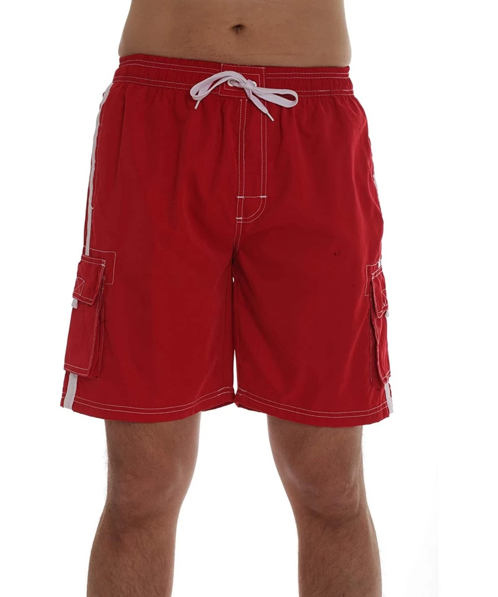 Trunks Men's Bathing Suit Swim Trunks - Red - C218NNUW3OK