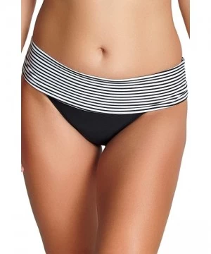 Bottoms Women's Anya Stripe Folded Bikini Bottom - Black/White - CM11POGSUGD