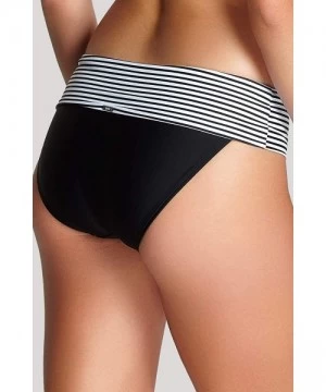 Bottoms Women's Anya Stripe Folded Bikini Bottom - Black/White - CM11POGSUGD