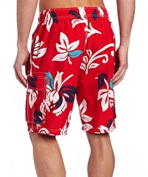 Board Shorts Floral Printed Board Shorts Casual Swimwears Summer Beach Swim Trunks Swimsuits - Red - CF18SD98XUH