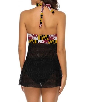 One-Pieces Women One Piece Swimsuits Monokini U Neck Backness Swimming Suit Beachwear - Maryland State Flag - CD198N6HSMT