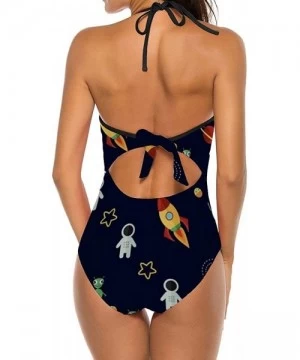 Sets Women's Swimsuit One-Piece Swimdress Mesh Psychedelic Art Swirl Printed Bathing Suits - Rocket - CO1900UXZK7