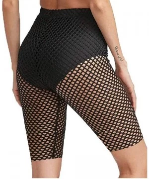 Bottoms Women Sexy Perspective Mesh Sheer Swim Shorts Pants Bikini Bottom Cover up - F Black - CE199AMD5TR