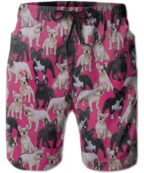 Trunks Mens Polka Dot Pink Printed Funny Swim Trunks Quick Dry Beachwear Sports Running Swim Board Shorts - French Bulldogs D...