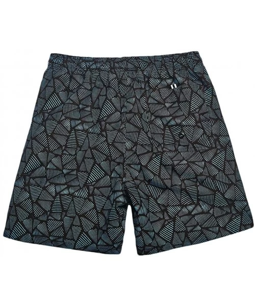 Trunks Men Swim Trunk with Mesh Lining Print Bathing Suit - Geometric - C118WKD6EZI