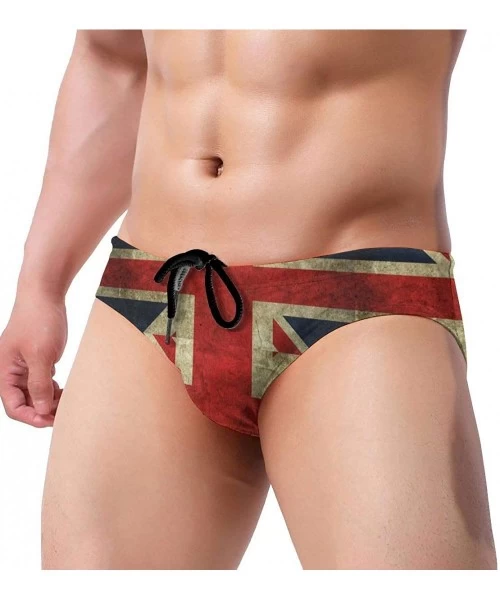 Briefs Men's Sexy Various Flag Printing Low Rise Briefs Bikini Swimwear Swimsuit with Drawstring - Uk Flag - CK194USCI9U