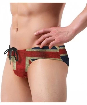 Briefs Men's Sexy Various Flag Printing Low Rise Briefs Bikini Swimwear Swimsuit with Drawstring - Uk Flag - CK194USCI9U