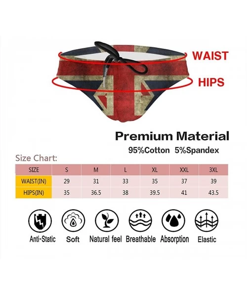 Briefs Men's Sexy Various Flag Printing Low Rise Briefs Bikini Swimwear Swimsuit with Drawstring - Uk Flag - CK194USCI9U