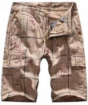 Board Shorts Men's Cotton Casual Multi Pockets Comfort Cargo Shorts Business Pants for Men Sport Training Trouser - Khaki - C...