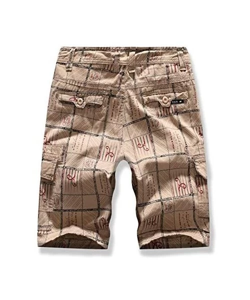 Board Shorts Men's Cotton Casual Multi Pockets Comfort Cargo Shorts Business Pants for Men Sport Training Trouser - Khaki - C...