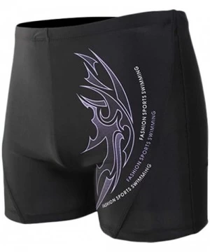 Racing Boxer Briefs Jammers Swimsuit - Endurance+ Nylon Solid Square Leg Sports Swim Trunks - Purple - CL18SD9IWCL