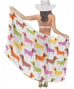 Cover-Ups Women Chiffon Sarong Beach Bikini Cover Up Wedding Party Shawls Wraps - Cartoon Dachshund Dog - CT196SZ36EY