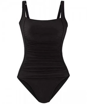 One-Pieces Women One-Piece Swimsuit Ruched Tummy Control Bathing Suit - Black - CH18Q77K54Y