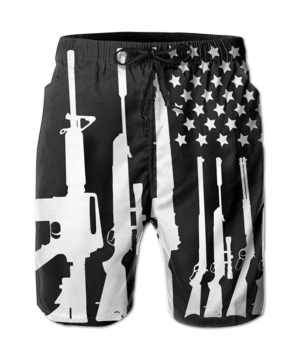 Board Shorts Men's USA Flag Gun Pattern Swim Trunk Board Short Beach Shorts - Gun American Flag-3 - CW18HUACYYE