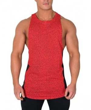 Racing Benficial New Summer Tank Tops Mens Summer Printed Slim Sleeveless Vest Blouse Sports Fitness Vest - Red - C218RZT5R4S