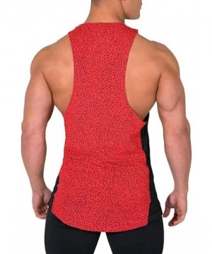 Racing Benficial New Summer Tank Tops Mens Summer Printed Slim Sleeveless Vest Blouse Sports Fitness Vest - Red - C218RZT5R4S