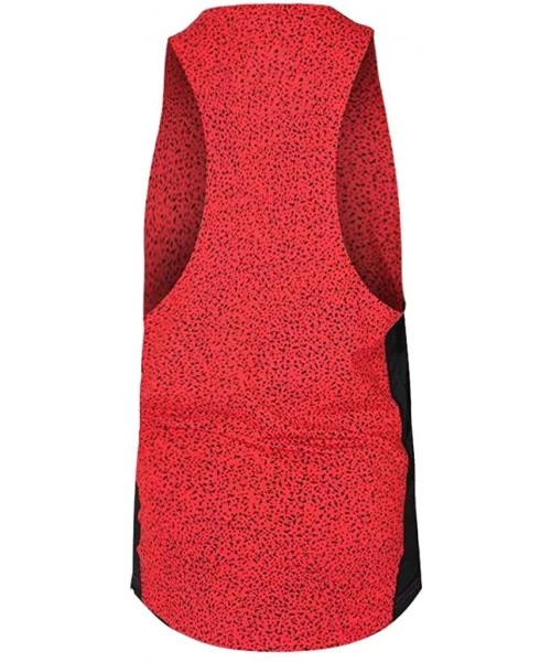 Racing Benficial New Summer Tank Tops Mens Summer Printed Slim Sleeveless Vest Blouse Sports Fitness Vest - Red - C218RZT5R4S