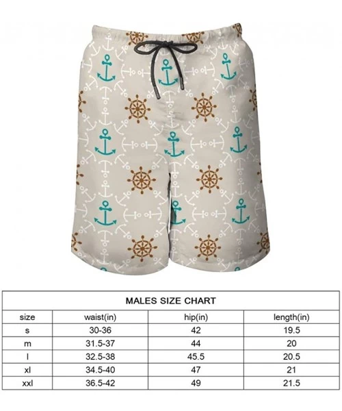 Board Shorts Anchor in a Seamless Pattern Men's Beach Shorts Casual Elastic Waist Sur Quick Dry Board Shorts Swimming Trunk -...