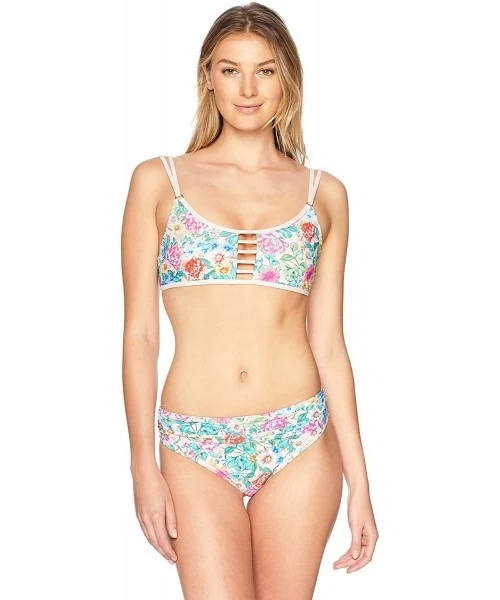 Tankinis Women's Aloha Banded Bikini Bottom Swimsuit - Valley Blooms - CI18C7I7G78