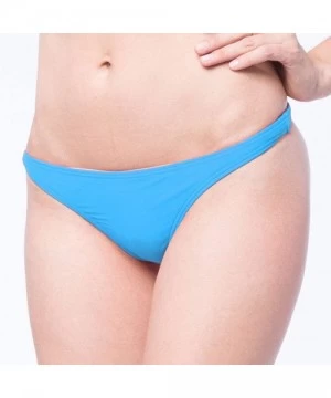 Tankinis Sexy Womens Mid-Waisted Bikini Bottoms Ladies T-Back Thong Swimsuits - Blue - CY12BXIGKKX