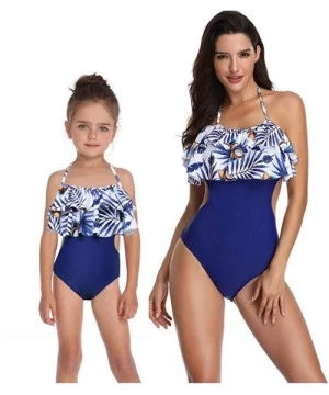 Racing Blue Coconut and Leaves Matching Swimsuit for Family- Mommy and Me- Dad and Son Beach Bathing Suits - Girls - CA195326AU7