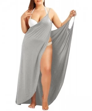 Cover-Ups Women Beach Dress Spaghetti Strap Backless Bikini Swimsuit Cover Up - Grey - CN182EK6MZ9