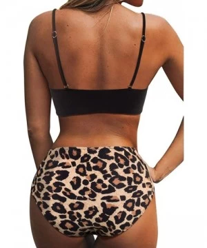 Sets Women Stripe Wrap Top High Waisted Bikini Twist Two Piece Swimsuit - Black-leopard - CS199E433K4