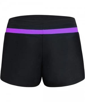 Bottoms Women Boyshorts Swimming Bottom Swimsuit Tankini Bottom Stretch High Waist Swim Shorts - 04 Purple - C619407ITCA