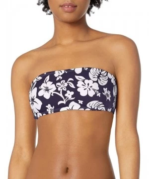 Tops Women's Bandeau Bra Bikini Swimsuit Top - Navy//Aloha - C618Y5D2LLO