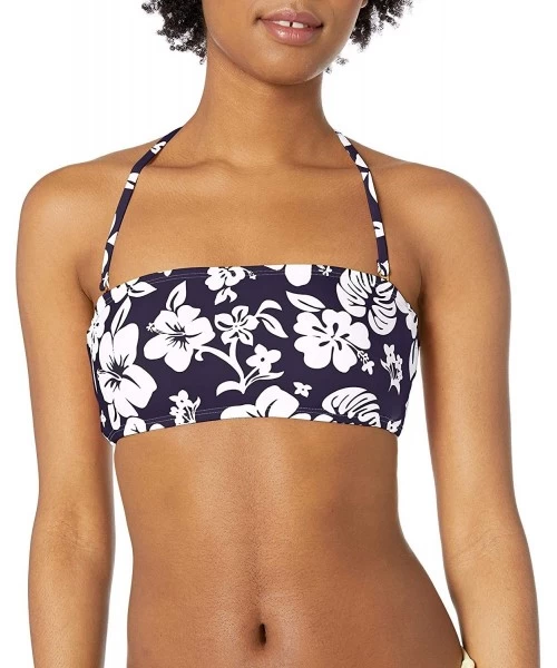 Tops Women's Bandeau Bra Bikini Swimsuit Top - Navy//Aloha - C618Y5D2LLO