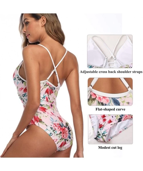 One-Pieces Women Plunge Swimsuits Lace-up Monokini Bathing Suits Sexy Swimwear - Pink/Deep Plunge - CN18YOWYOQD