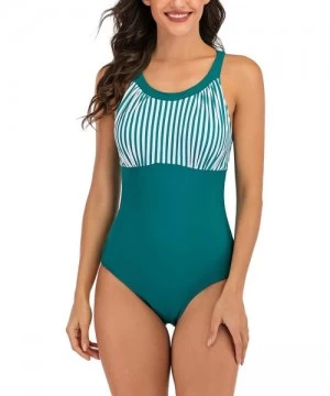 Racing One Pieces Swimsuits for Women Athletic Training Swimsuits Swimwear Bathing Suits - Green - CX194467RWZ