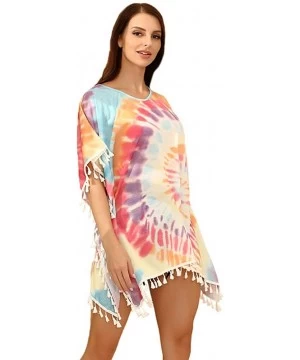 Cover-Ups Women's Stylish Chiffon Tassel Swimsuit Bikini Summer Beach Cover up - 0492_multicolor - CV19DLS9DSY