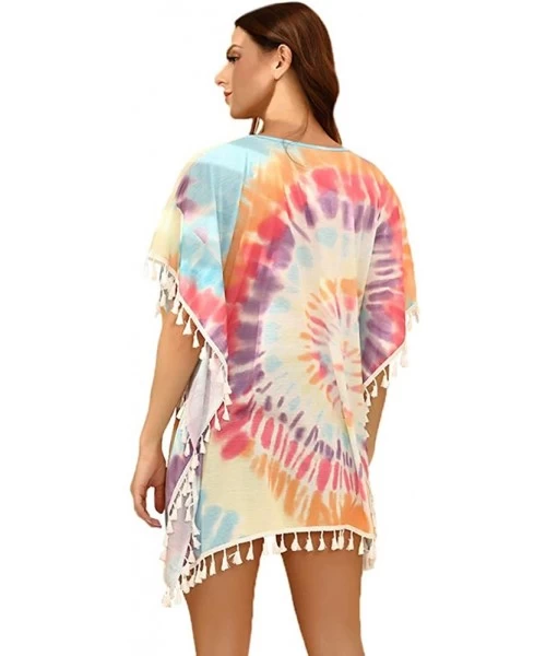 Cover-Ups Women's Stylish Chiffon Tassel Swimsuit Bikini Summer Beach Cover up - 0492_multicolor - CV19DLS9DSY