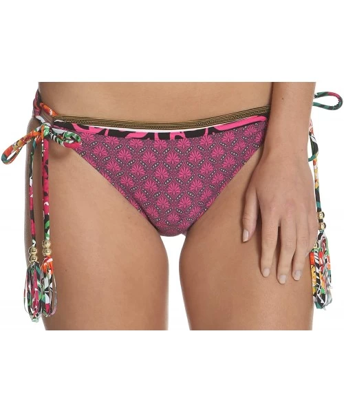 Bottoms Kokua Side Tie Bikini Bottom - Plum and Pink - CF18SN7Q2Y8