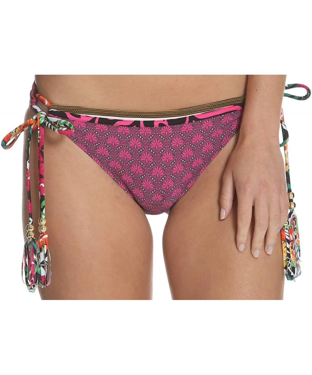 Bottoms Kokua Side Tie Bikini Bottom - Plum and Pink - CF18SN7Q2Y8