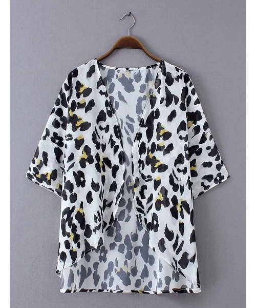 Cover-Ups Women's Sheer Chiffon Blouse Loose Tops Kimono Floral Print Cardigan - T76 - CV192NZEY66