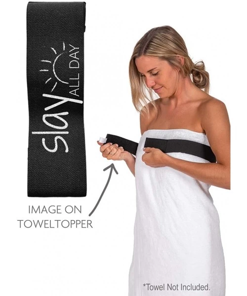 Cover-Ups Towel Band - Elastic Band Wraps Around Any Home- Dorm- Travel- Gym and Beach Towel - Black - Slay All Day - CN18K6Q...