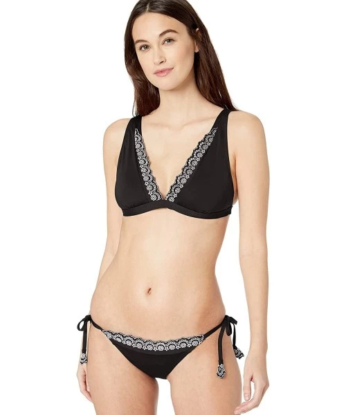 Tops Women's Traingle Bikini Swim Top - Apple of My Eyelet Black - CB18K2TNXGQ