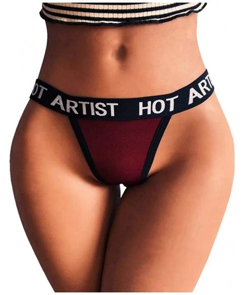 Bottoms Underpants for Women- Women Sexy Lace HOT Artist Letter Splice G-String Panties Thongs Knickers - Wine - C4198SGTCHZ